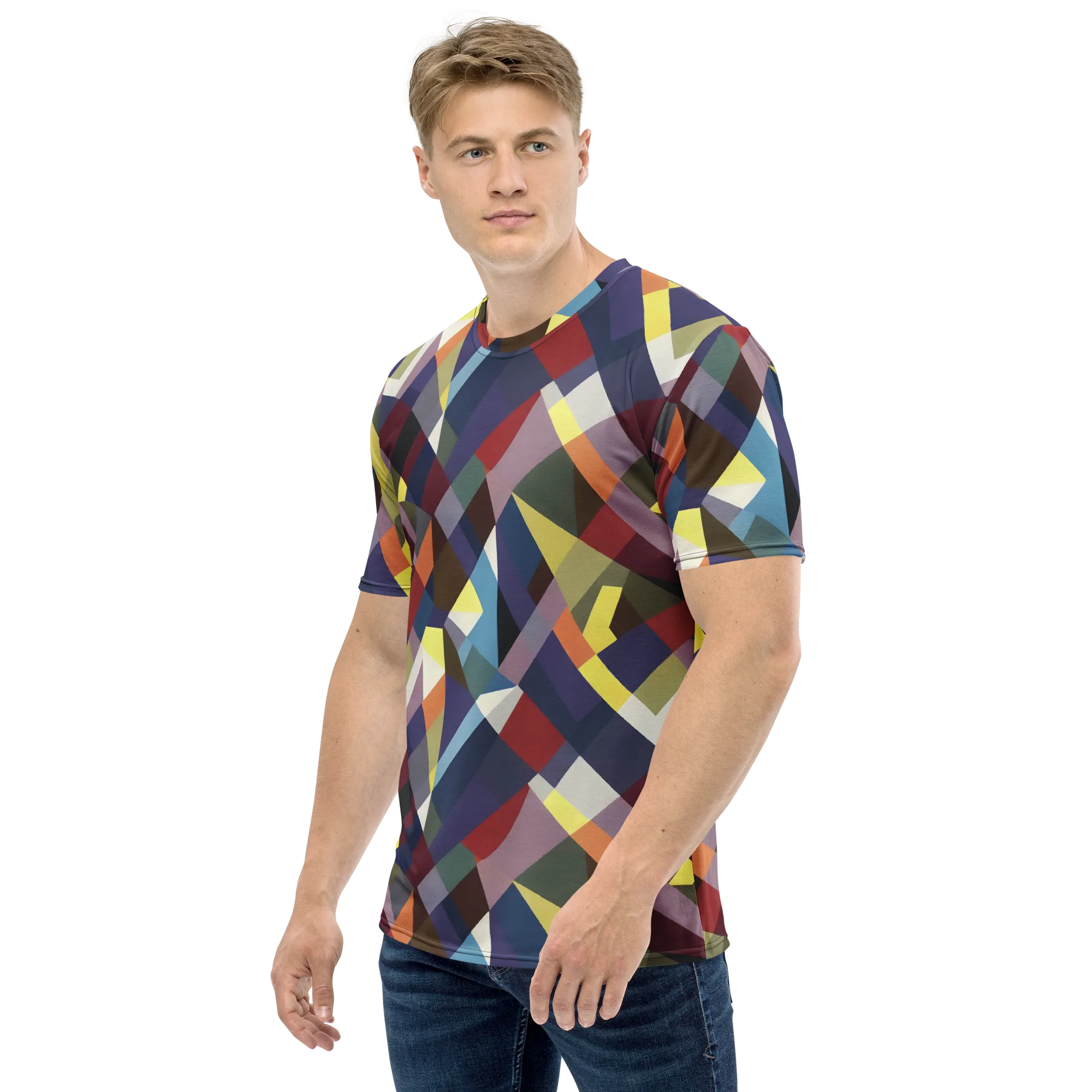 Prismatic Relay on Men's Crew Neck T-Shirt — Left