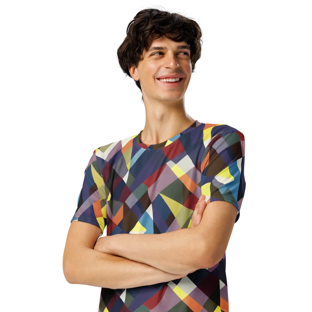Prismatic Relay on Men's Crew Neck T-Shirt — Left Front