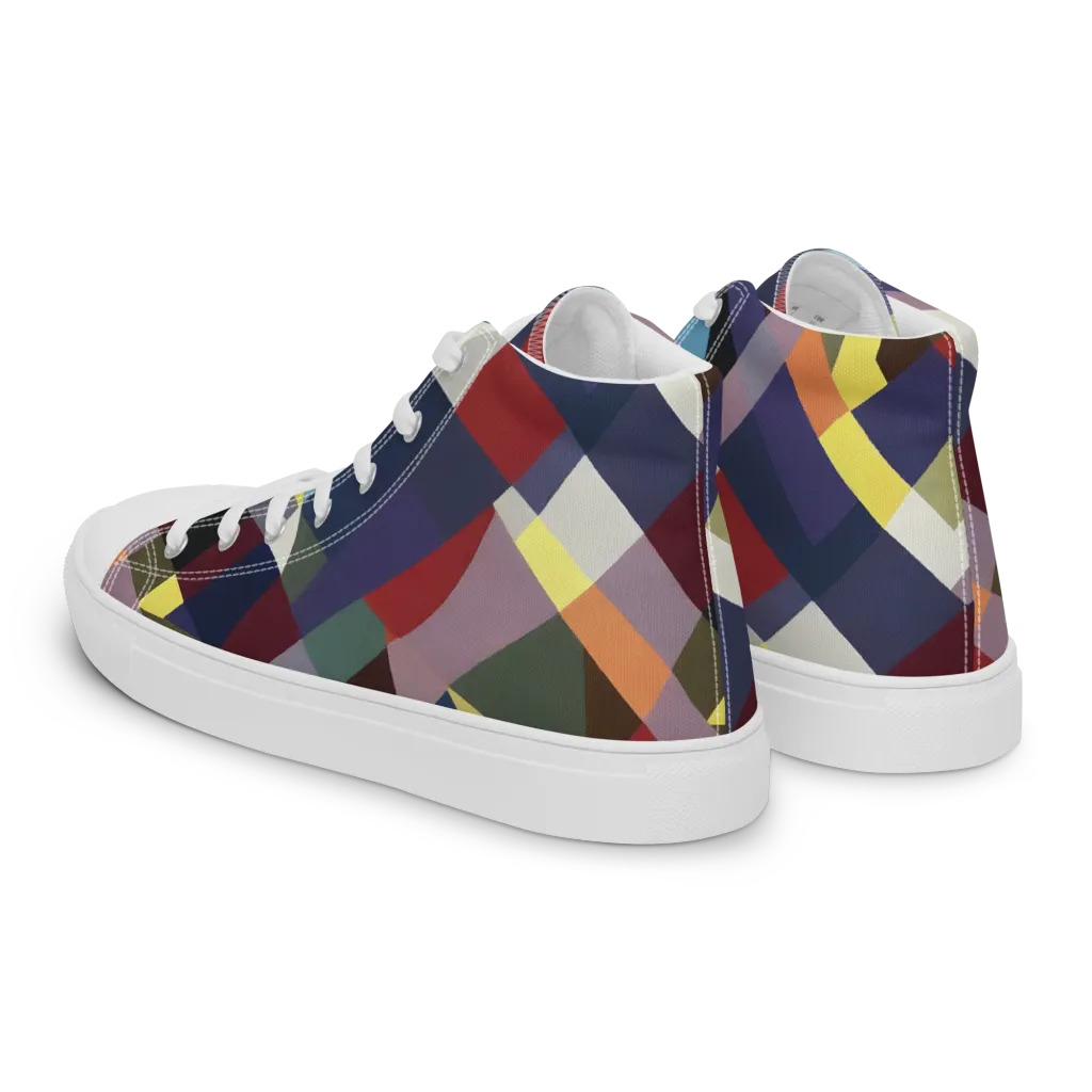 Prismatic Relay on Men's High Top Canvas Shoes — Left Back