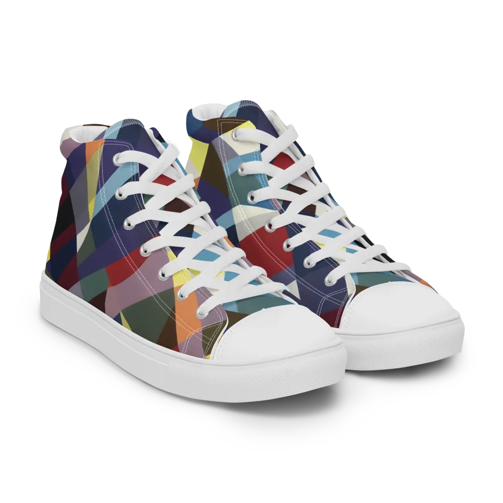 Prismatic Relay on Men's High Top Canvas Shoes — Right Front