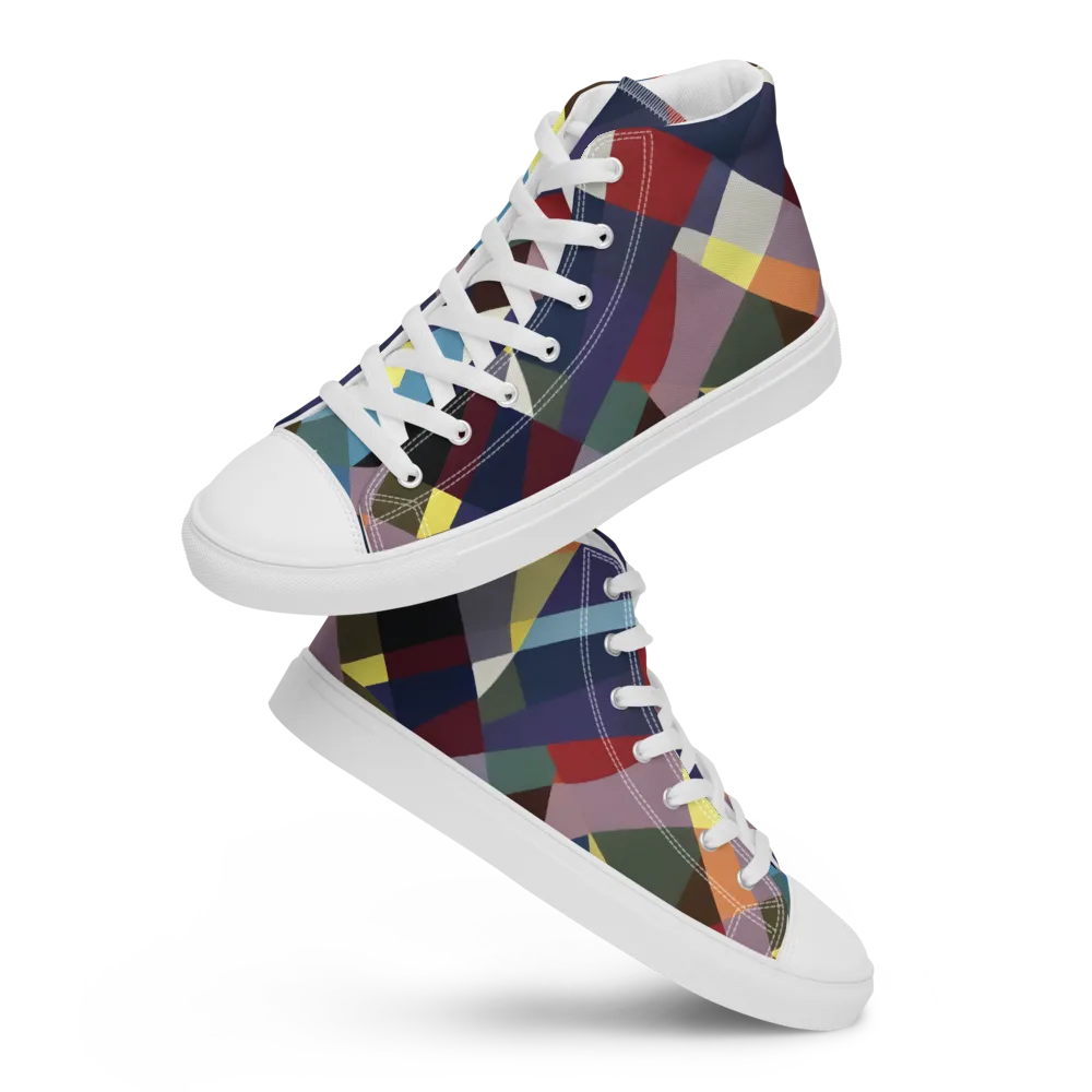 Prismatic Relay on Men's High Top Canvas Shoes — Front