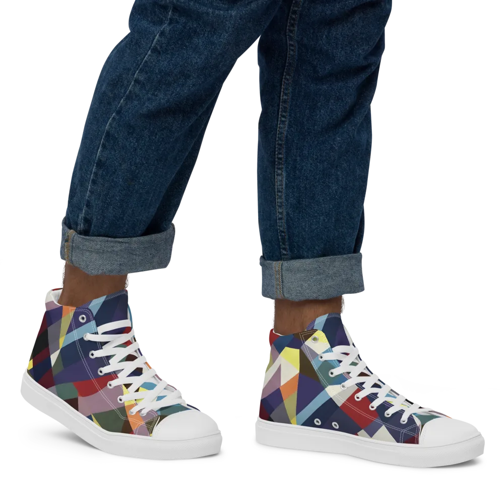 Prismatic Relay on Men's High Top Canvas Shoes — Right