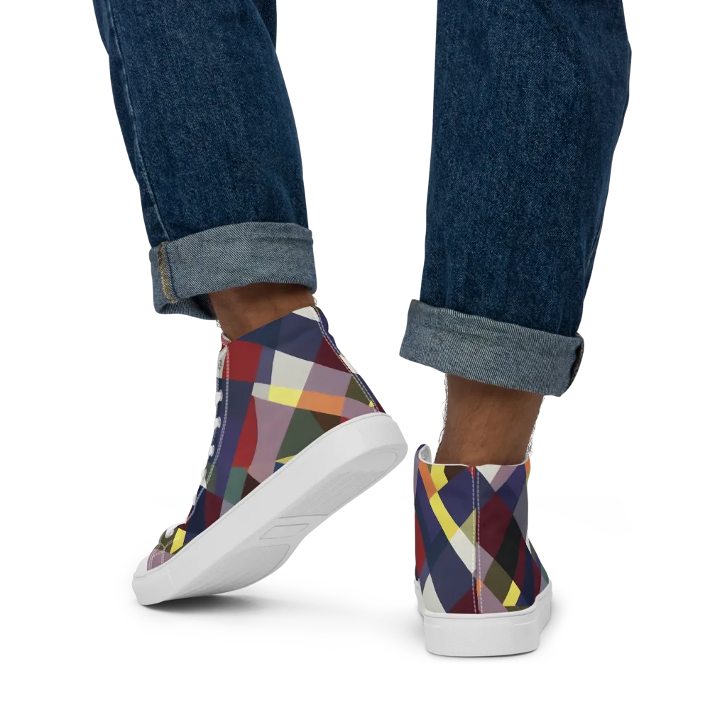Prismatic Relay on Men's High Top Canvas Shoes — Back
