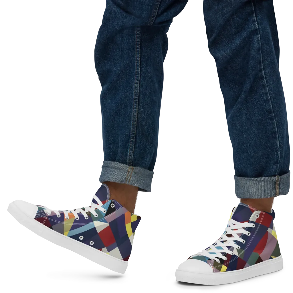 Prismatic Relay on Men's High Top Canvas Shoes — Left