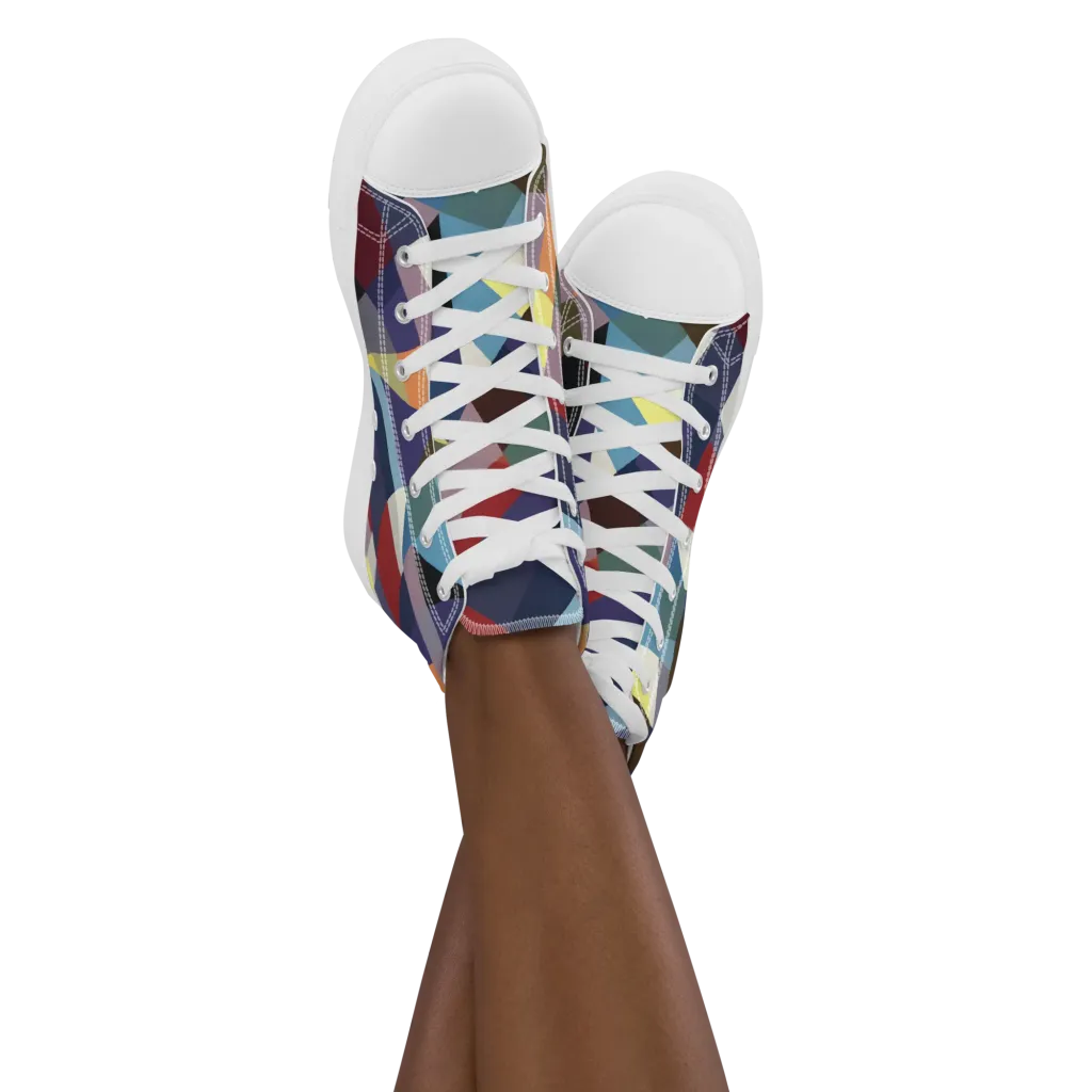 Prismatic Relay on Women's High Top Canvas Shoes — Front
