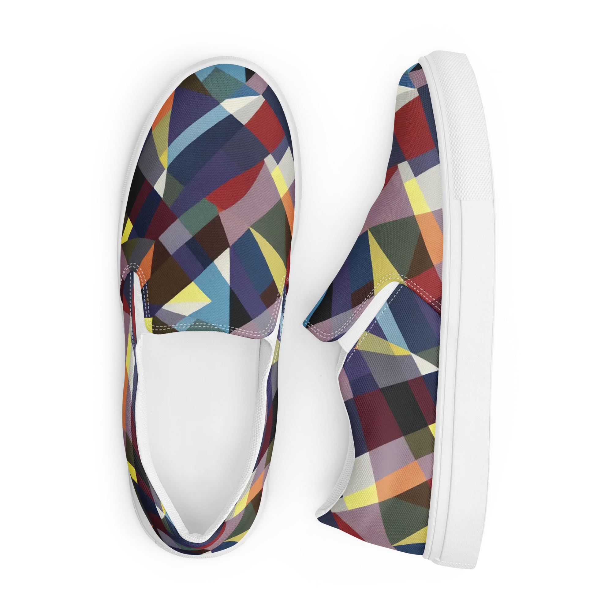 Prismatic Relay on Men's Slip-On Canvas Shoes — Front