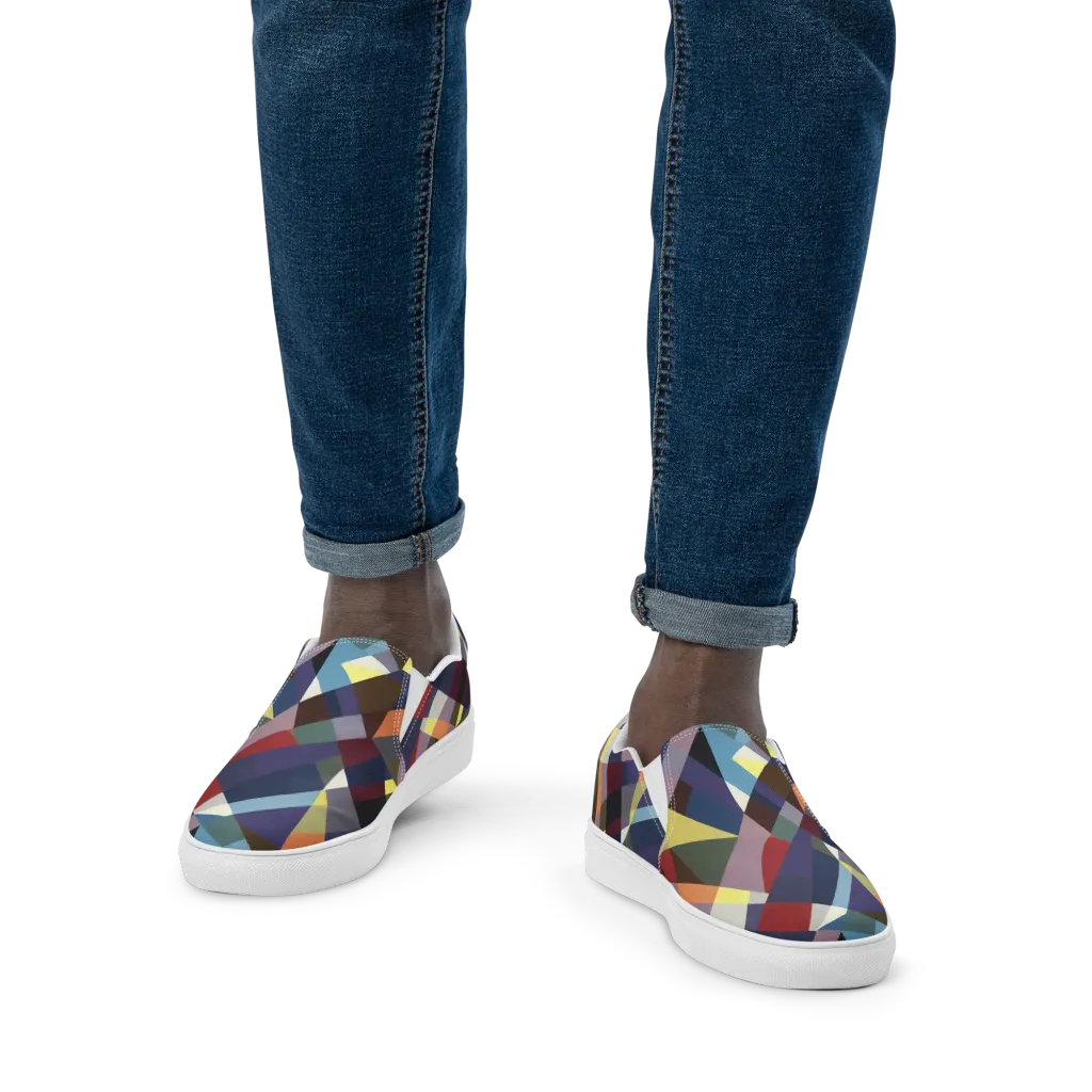 Prismatic Relay on Men's Slip-On Canvas Shoes — Front