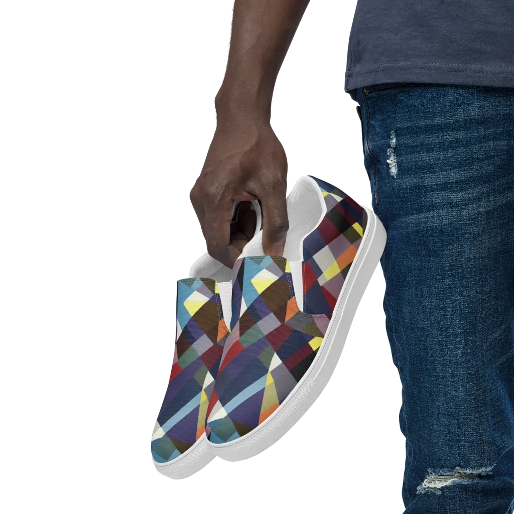 Prismatic Relay on Men's Slip-On Canvas Shoes — Left Front