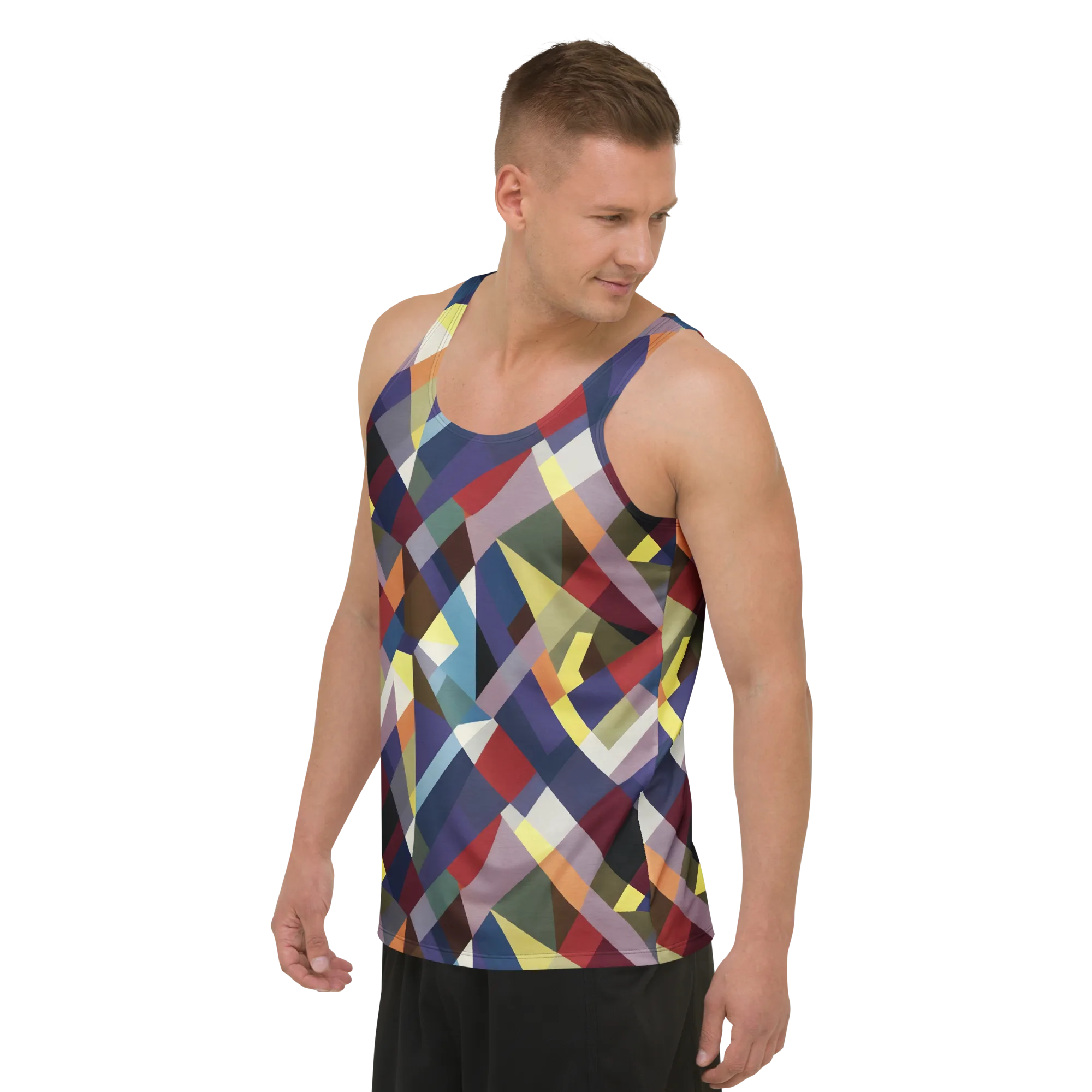 Prismatic Relay on Men's Tank Top — Left Front