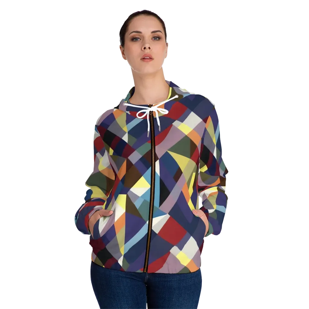 Prismatic Relay on Women's Full-Zip Hoodie — Front On Person