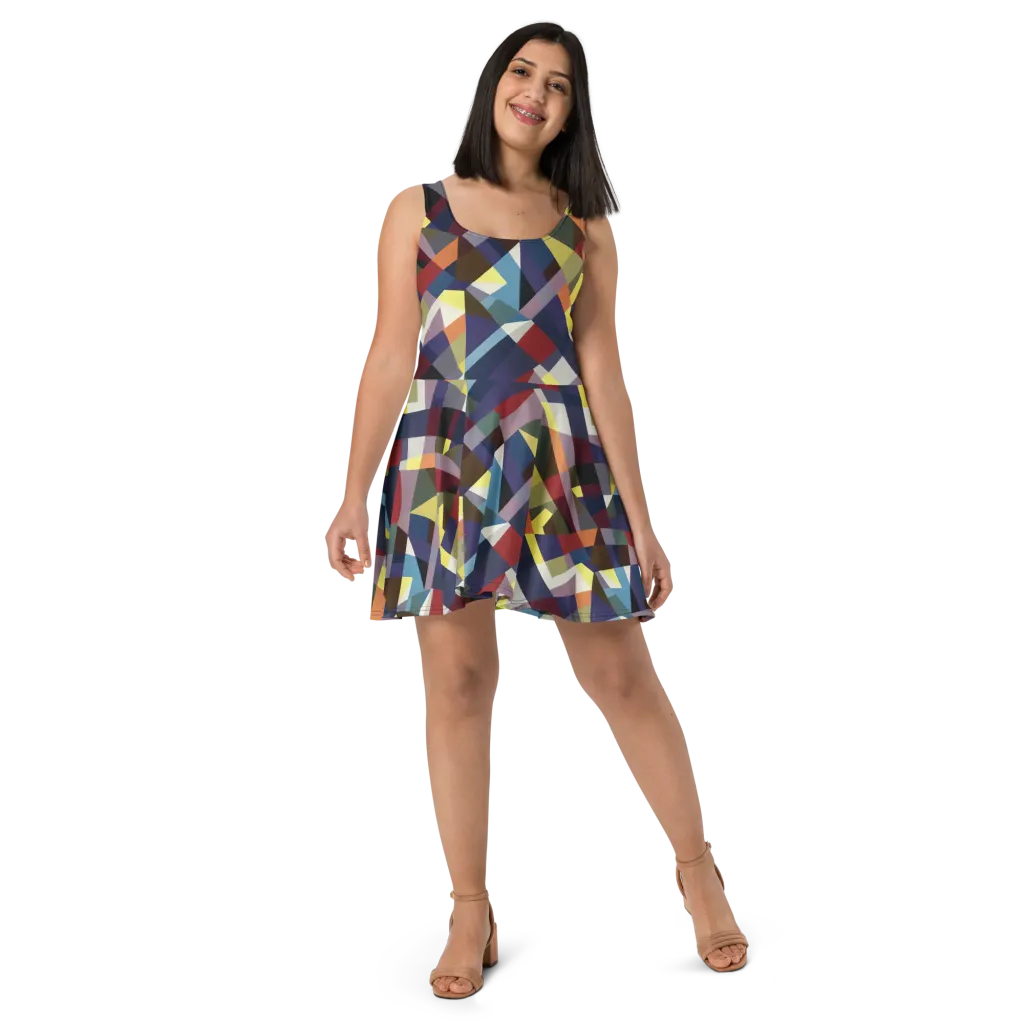 Prismatic Relay on Skater Dress — Front