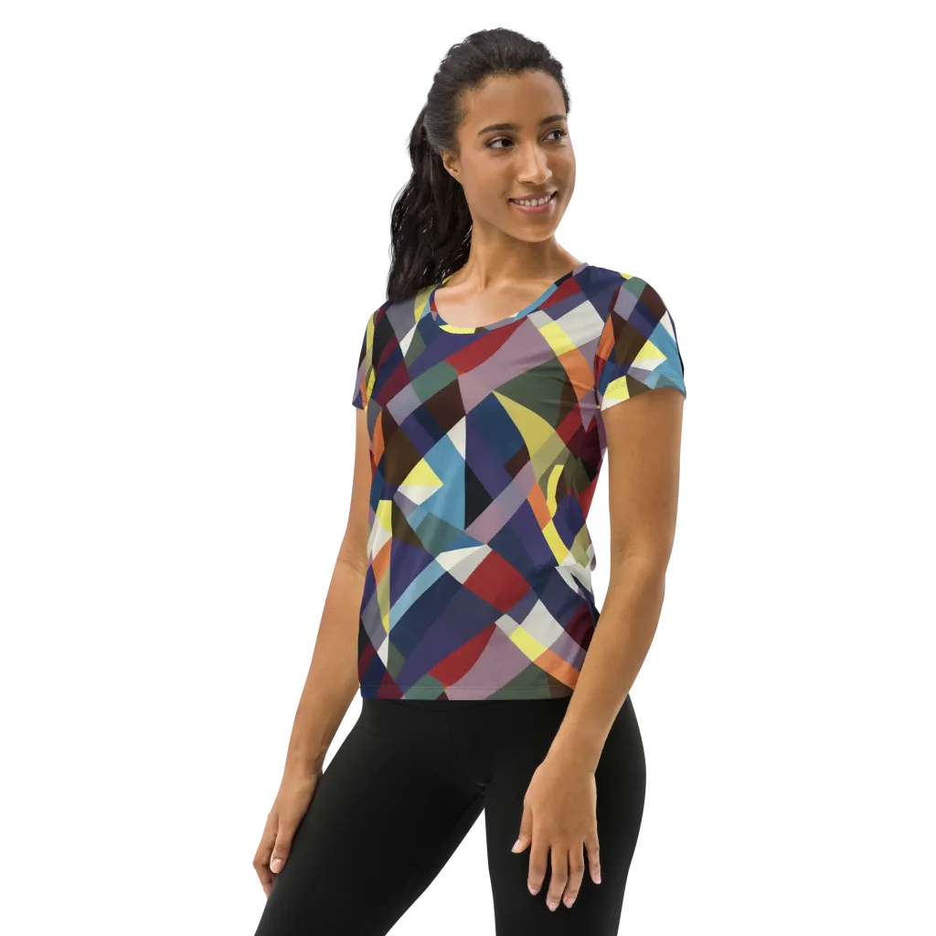 Prismatic Relay on Women's Athletic T-Shirt — Left