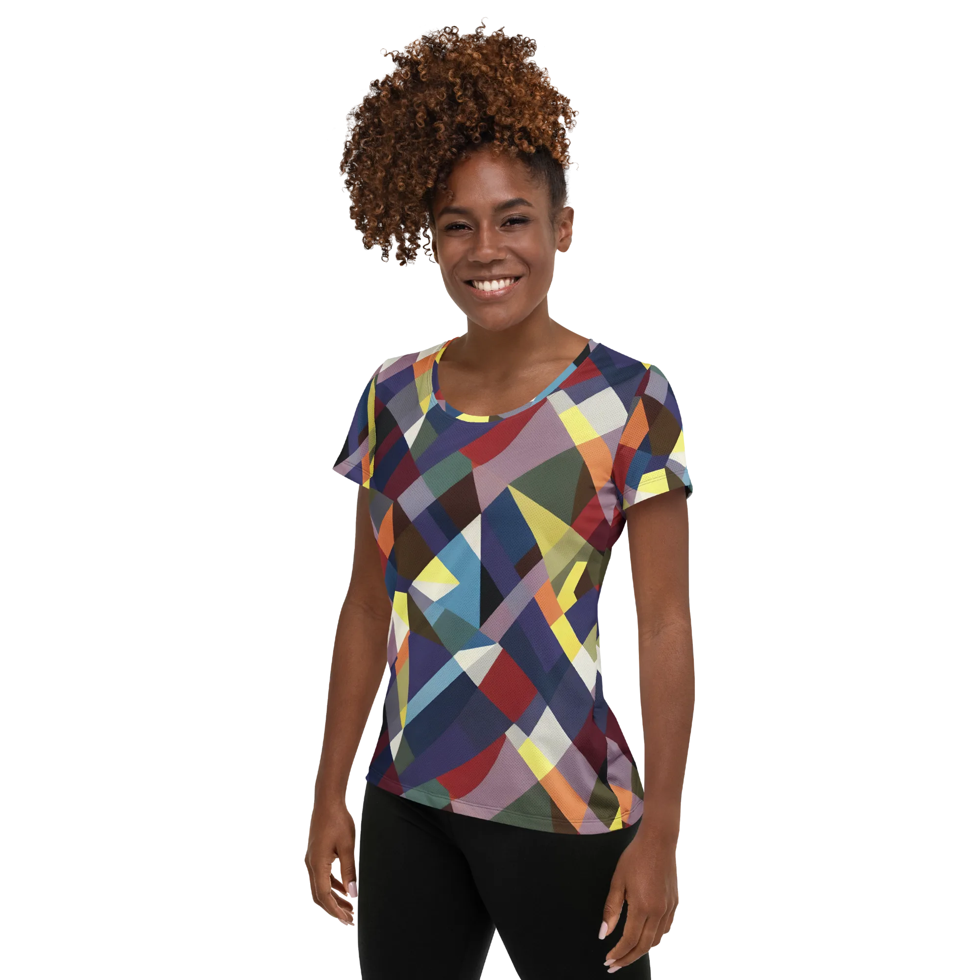 Prismatic Relay on Women's Athletic T-Shirt — Left