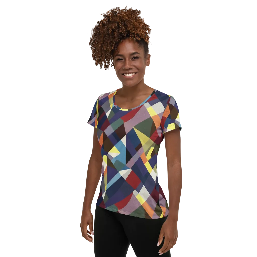 Prismatic Relay on Women's Athletic T-Shirt — Left
