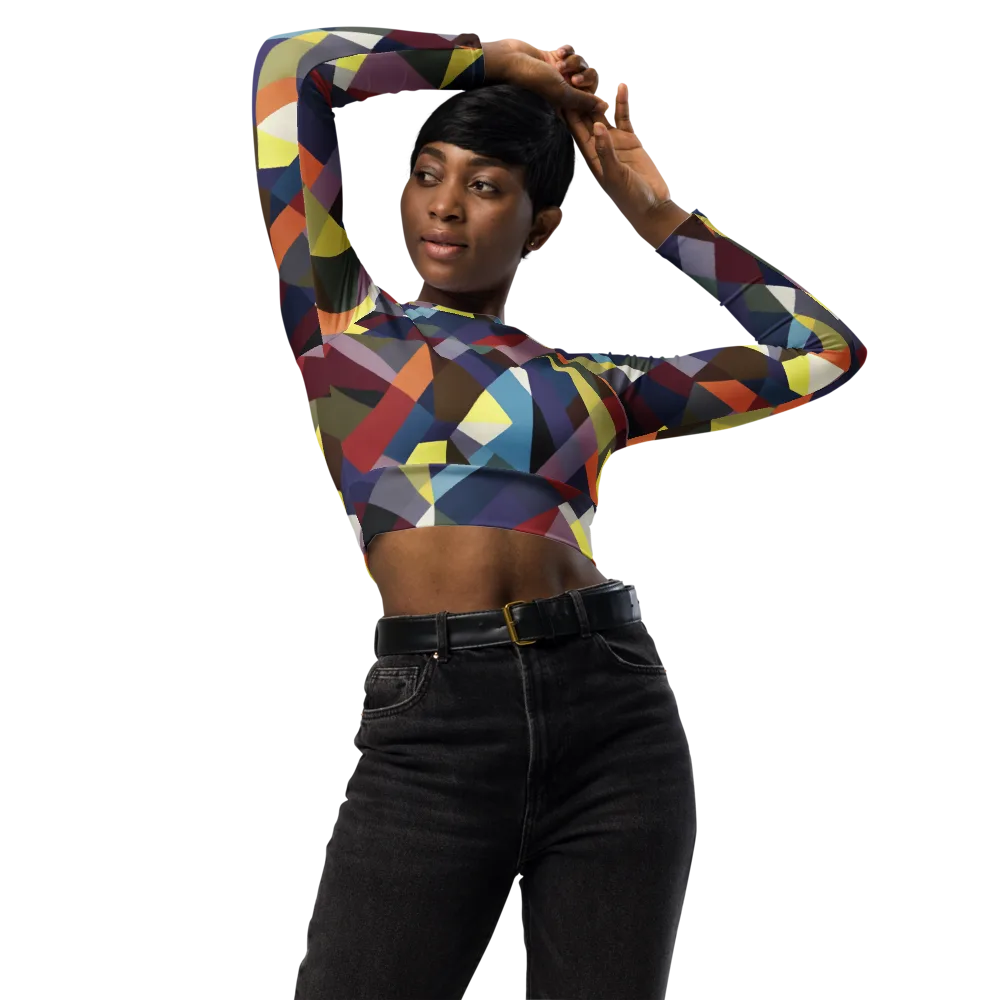 Prismatic Relay on Long Sleeve Crop Top — Front