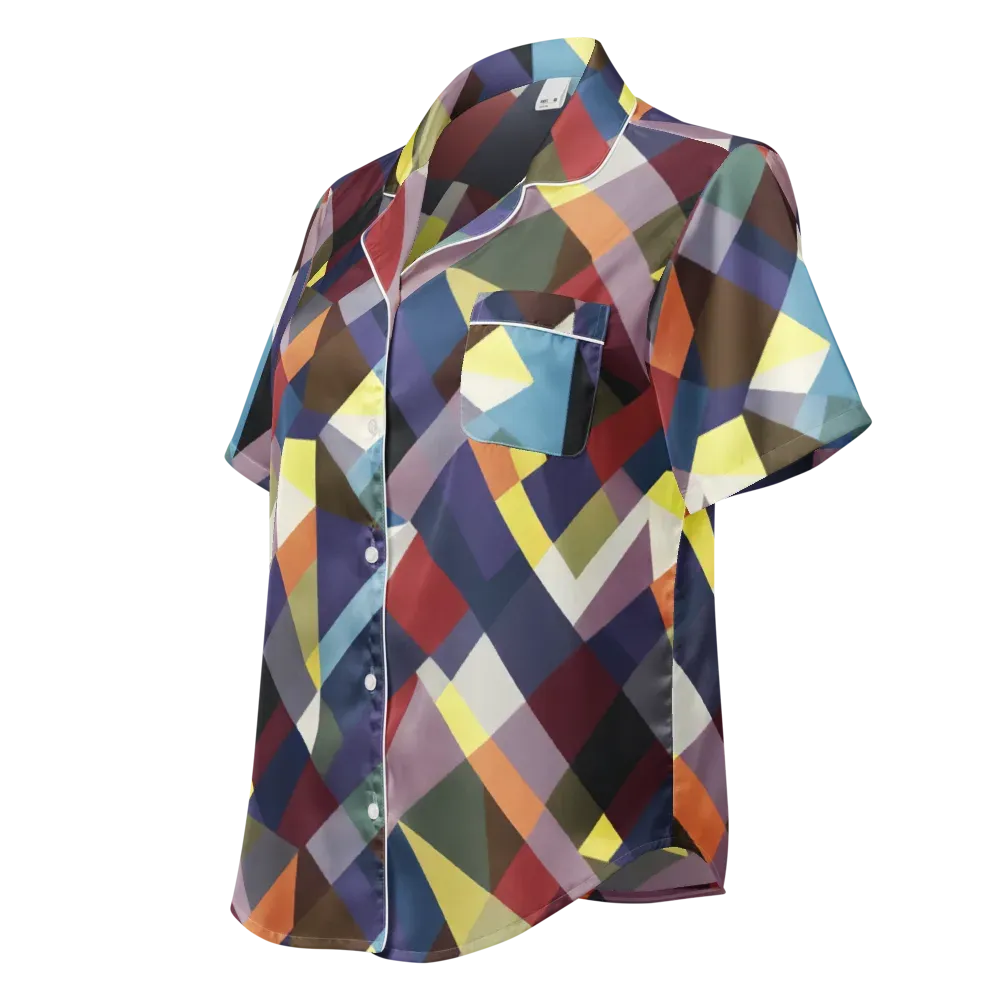 Prismatic Relay on Women's Short Sleeve Pajama Top — Left Front