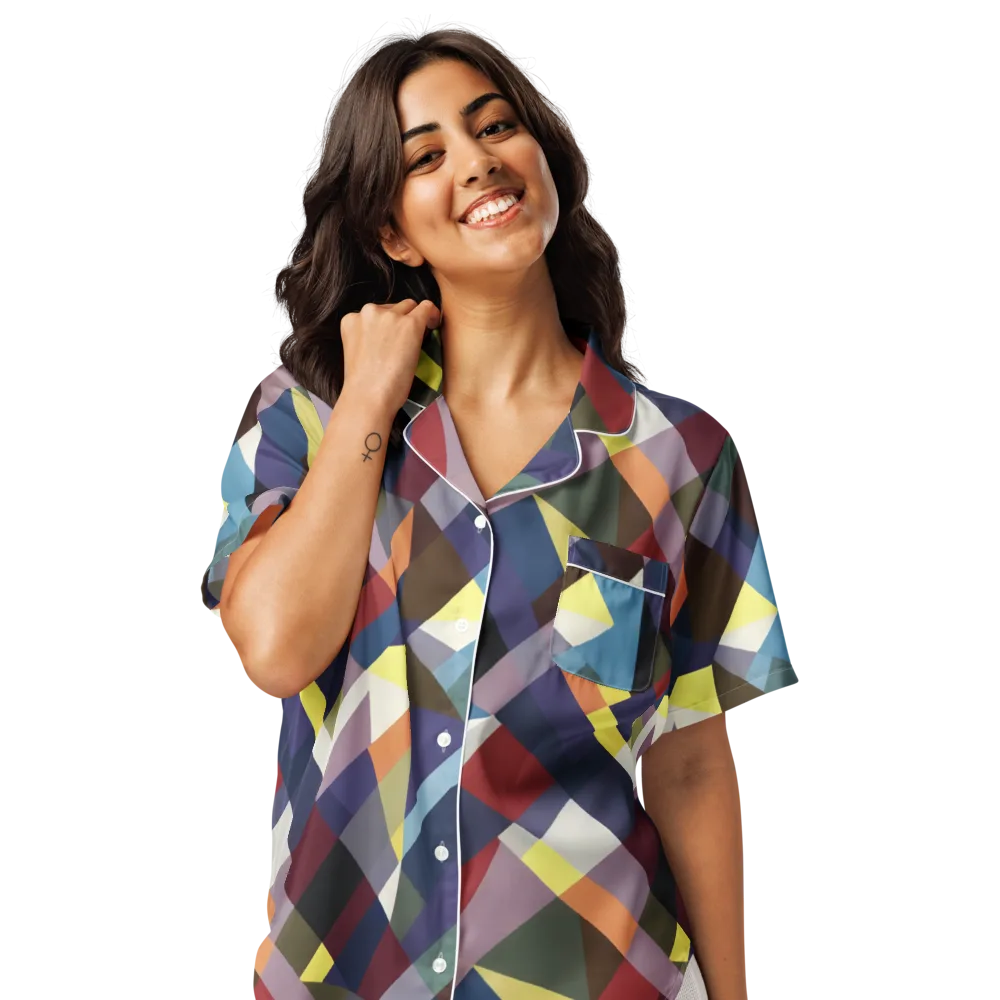 Prismatic Relay on Women's Short Sleeve Pajama Top — Front