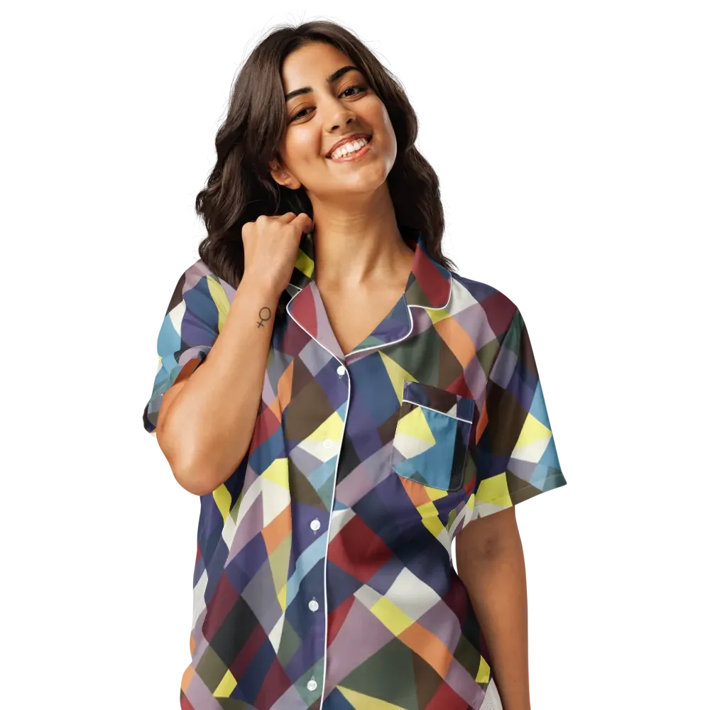 Prismatic Relay on Women's Short Sleeve Pajama Top — Front