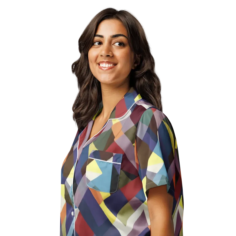 Prismatic Relay on Women's Short Sleeve Pajama Top — Left Front