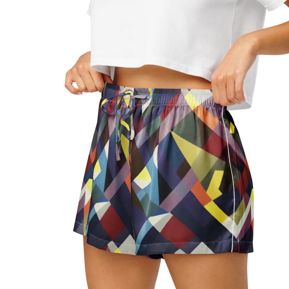 Prismatic Relay on Women's Pajama Shorts — Left