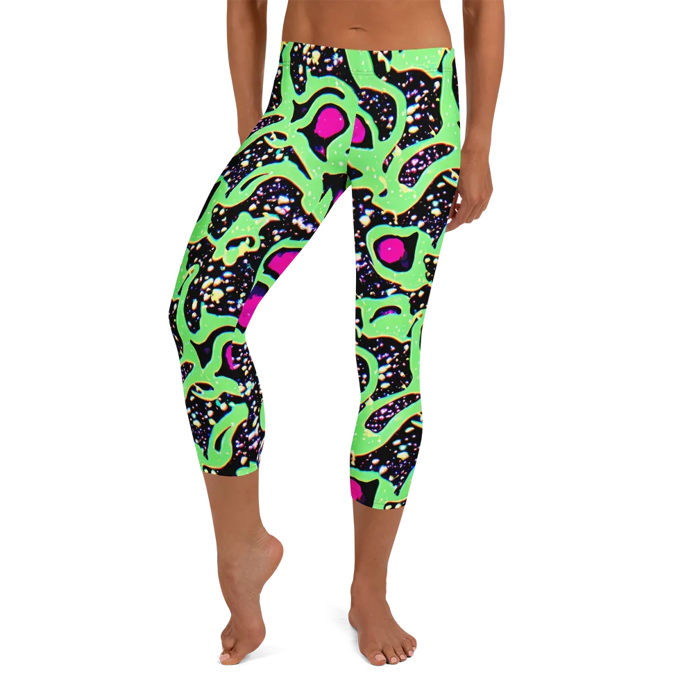 Ultraviolet Oasis on Capri Leggings — Front