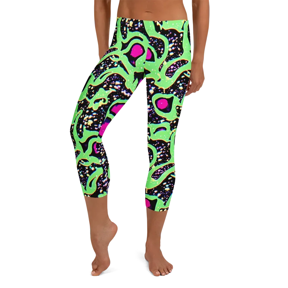Ultraviolet Oasis on Capri Leggings — Front