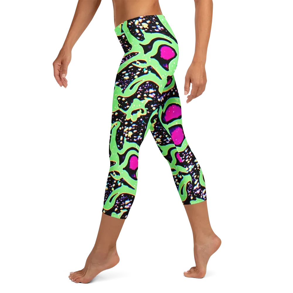 Ultraviolet Oasis on Capri Leggings — Left