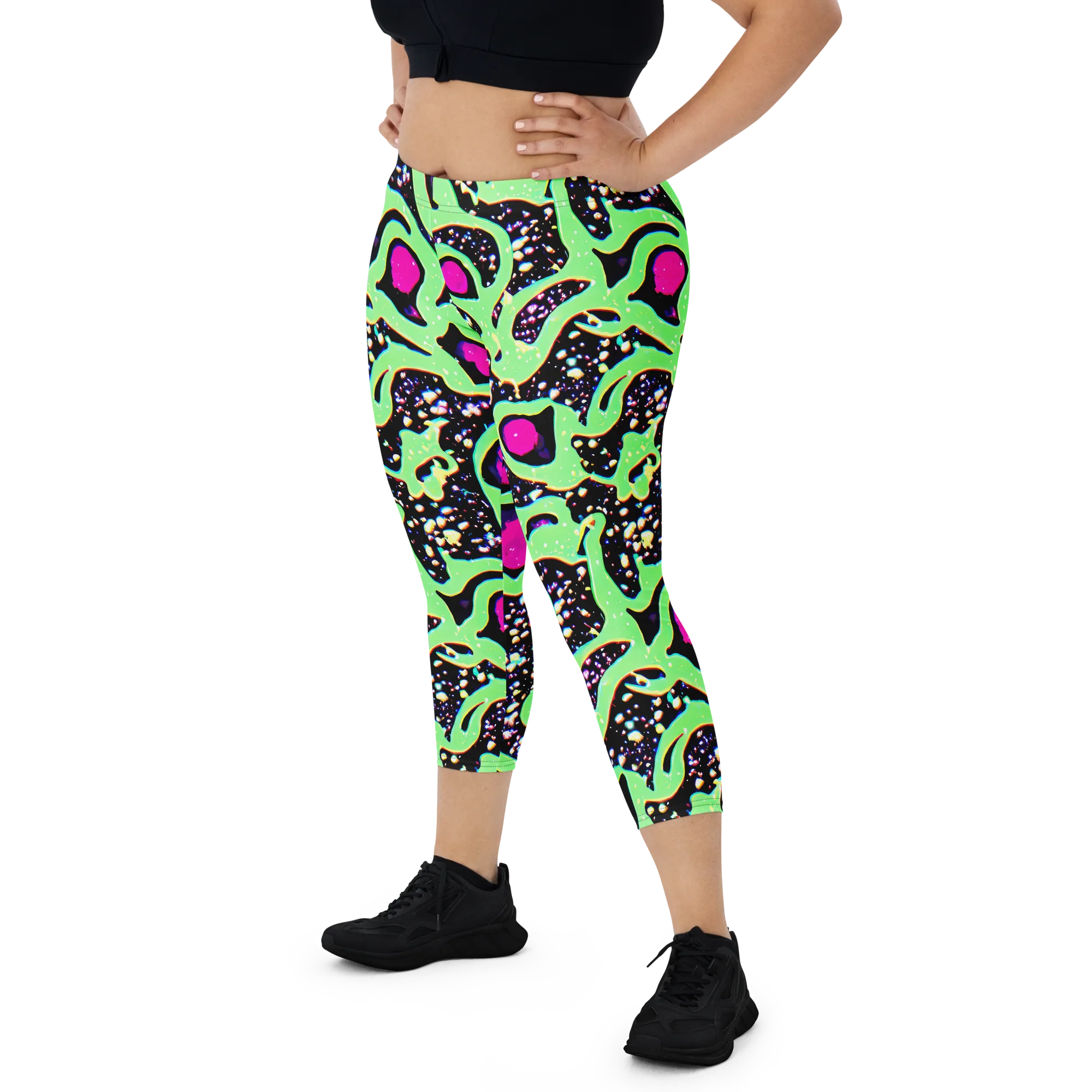 Ultraviolet Oasis on Capri Leggings — Front