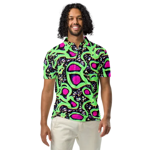 Ultraviolet Oasis on a Men's Slim Fit Polo Shirt