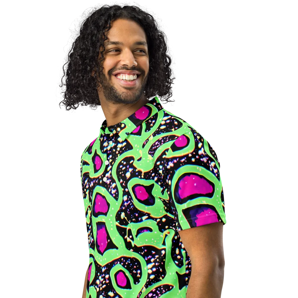 Ultraviolet Oasis on Men's Slim Fit Polo Shirt — Left Front
