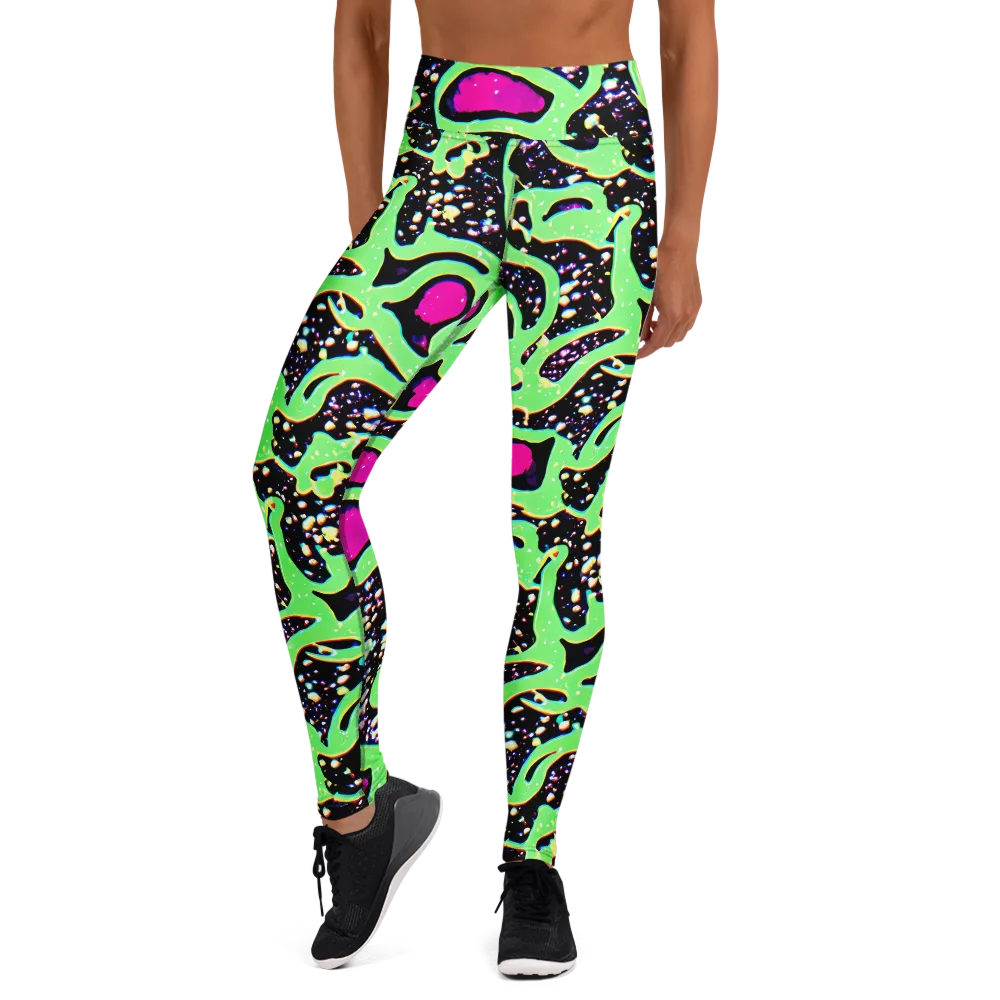 Ultraviolet Oasis on Yoga Leggings — Front