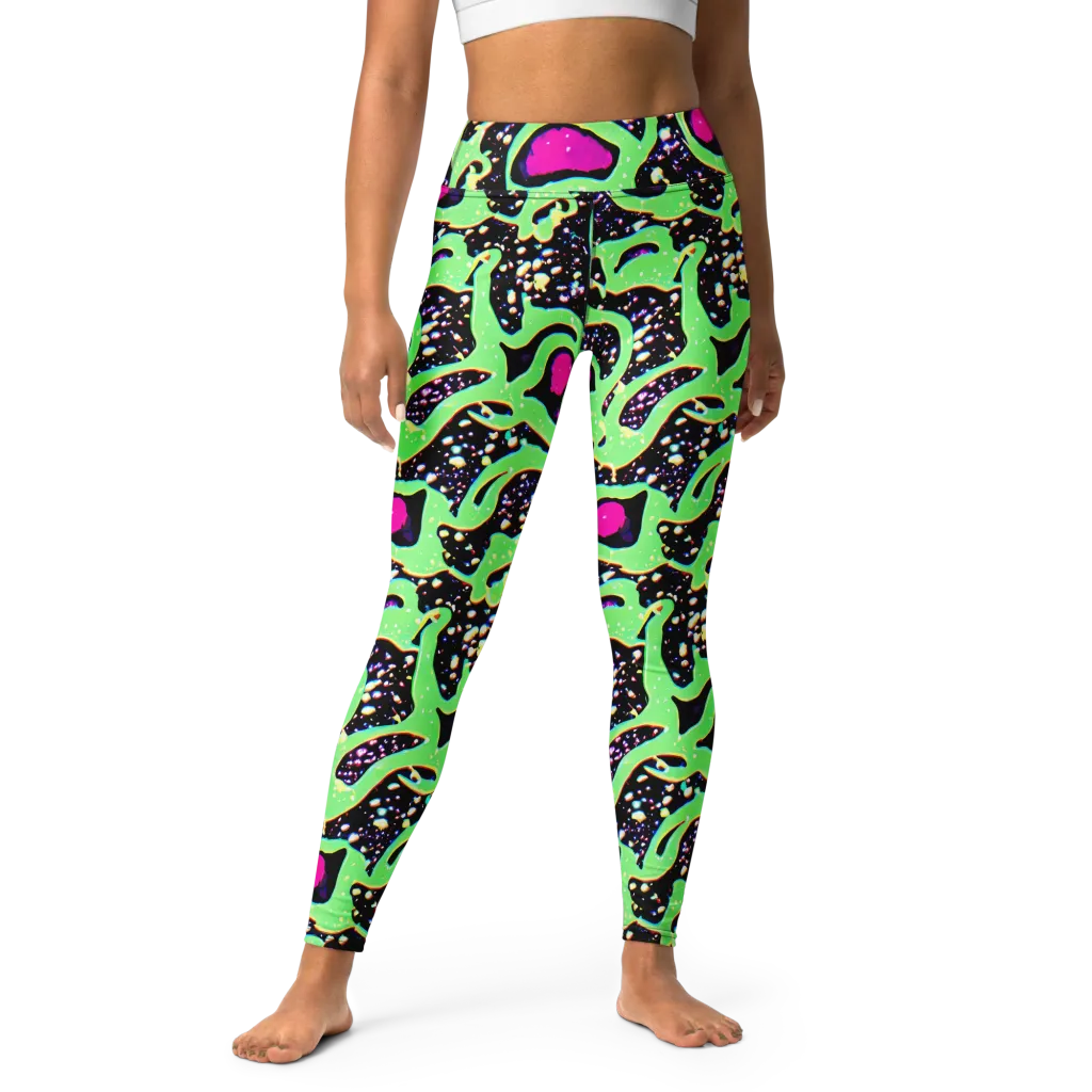 Ultraviolet Oasis on Yoga Leggings — Front