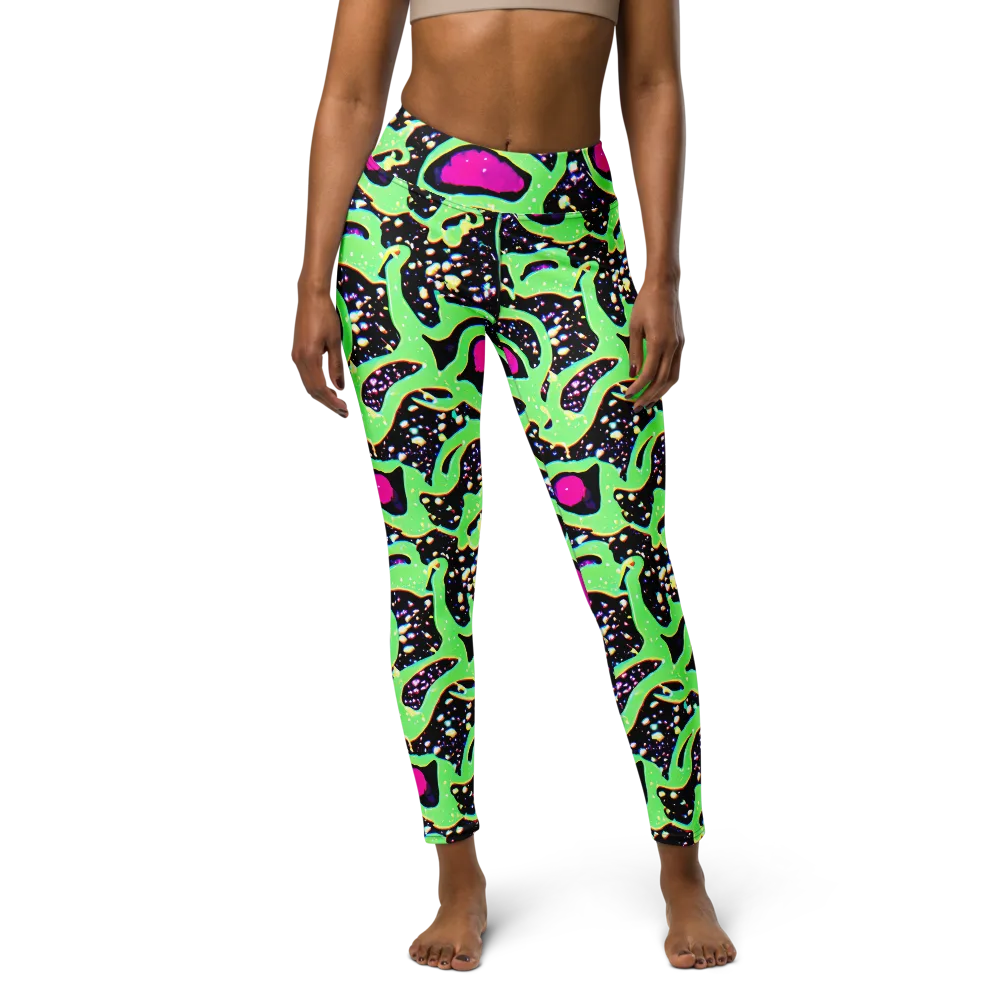 Ultraviolet Oasis on Yoga Leggings — Front