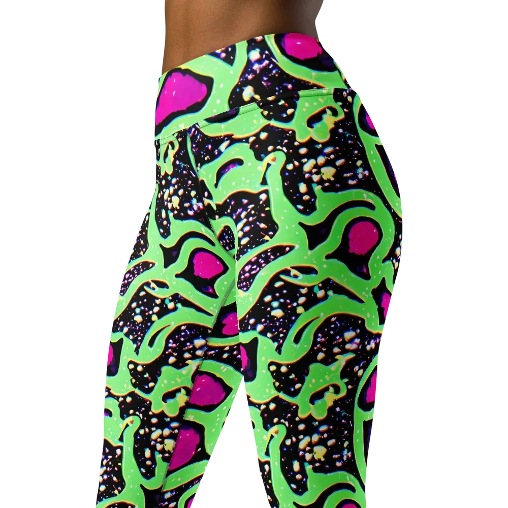 Ultraviolet Oasis on Yoga Leggings — Left Front