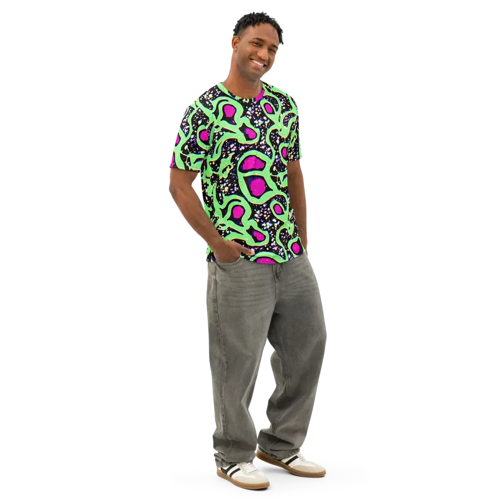 Ultraviolet Oasis on Men's Cotton Crew Neck T-Shirt — Right Front