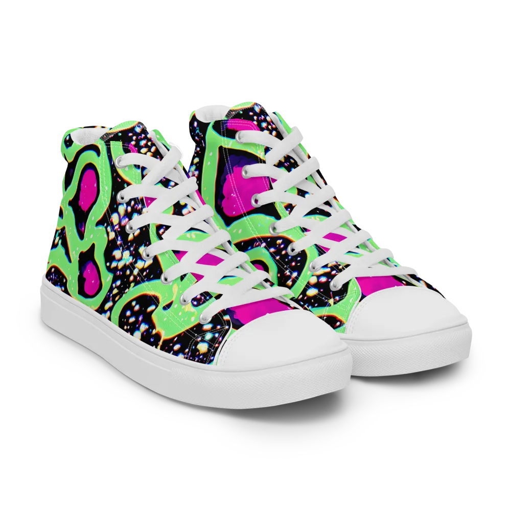 Ultraviolet Oasis on Men's High Top Canvas Shoes — Right Front