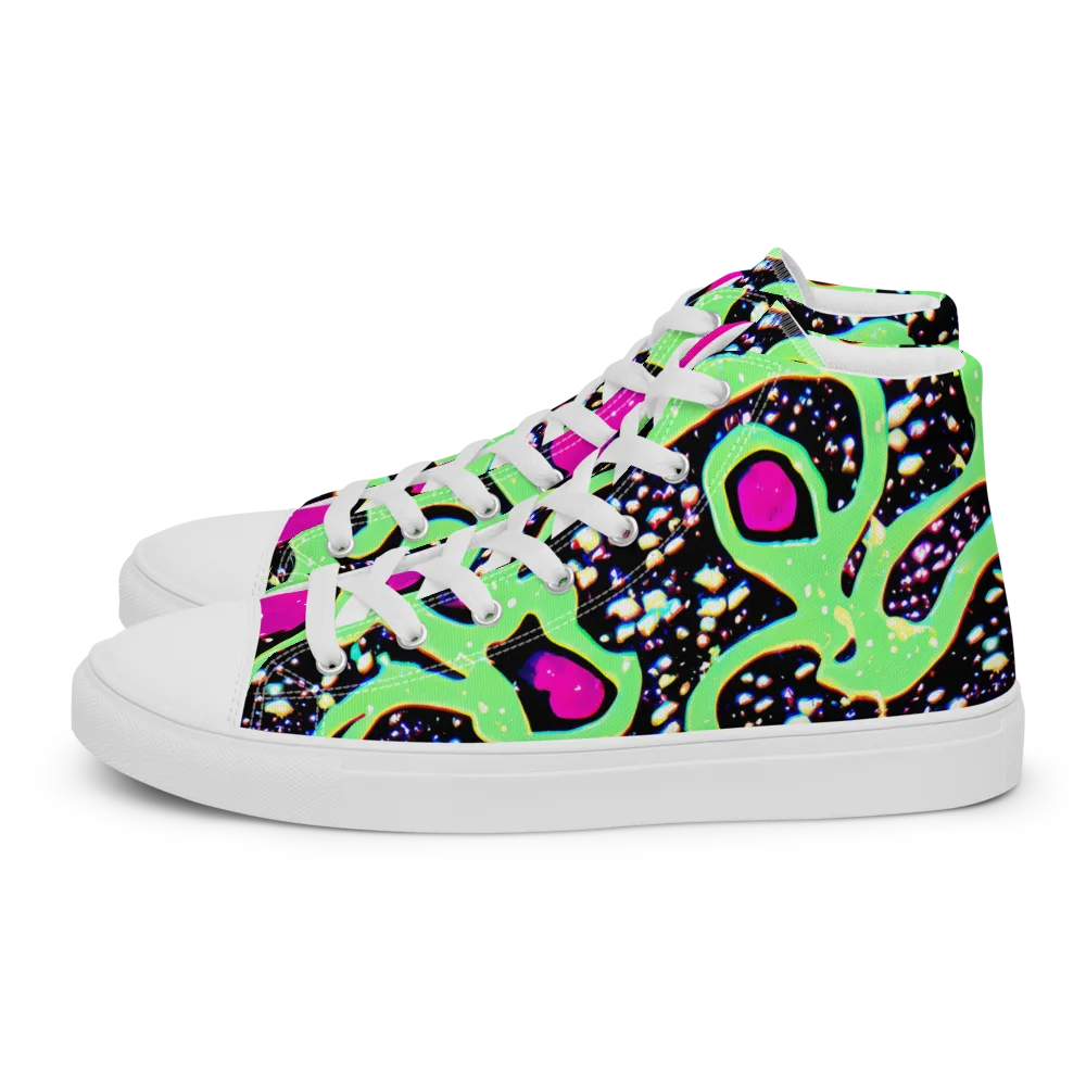 Ultraviolet Oasis on Men's High Top Canvas Shoes — Left