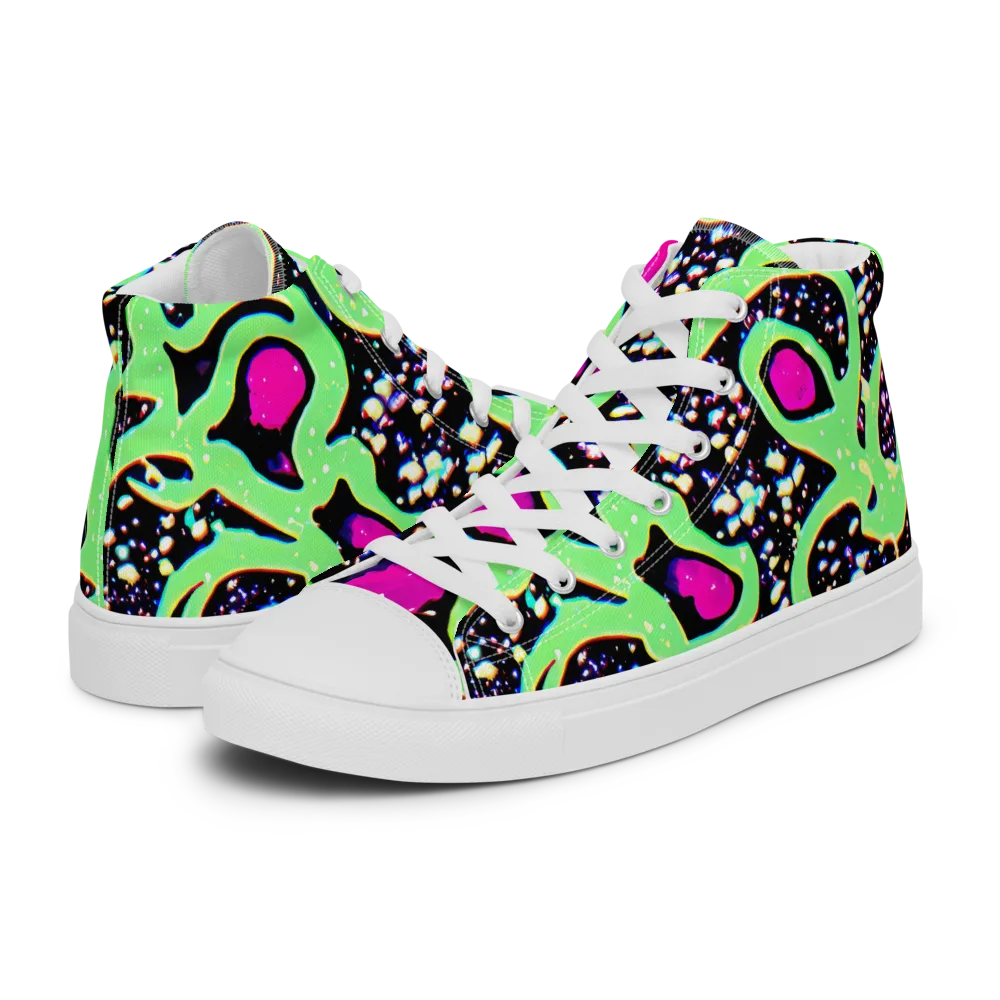 Ultraviolet Oasis on Men's High Top Canvas Shoes — Left
