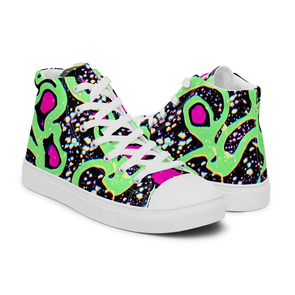 Ultraviolet Oasis on Men's High Top Canvas Shoes — Right