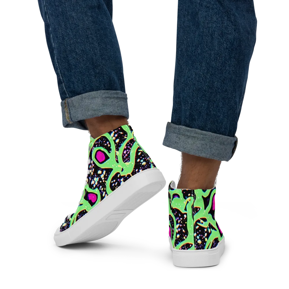 Ultraviolet Oasis on Men's High Top Canvas Shoes — Back