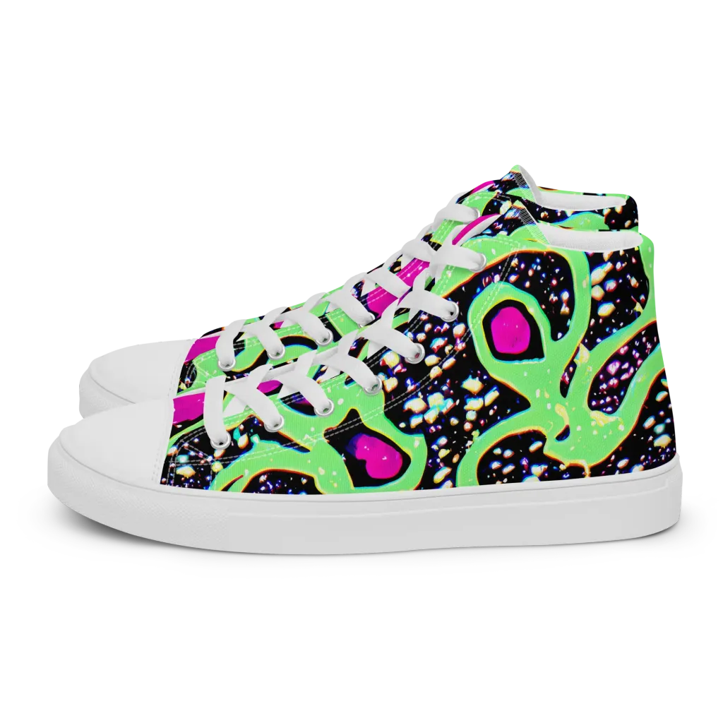 Ultraviolet Oasis on Women's High Top Canvas Shoes — Left