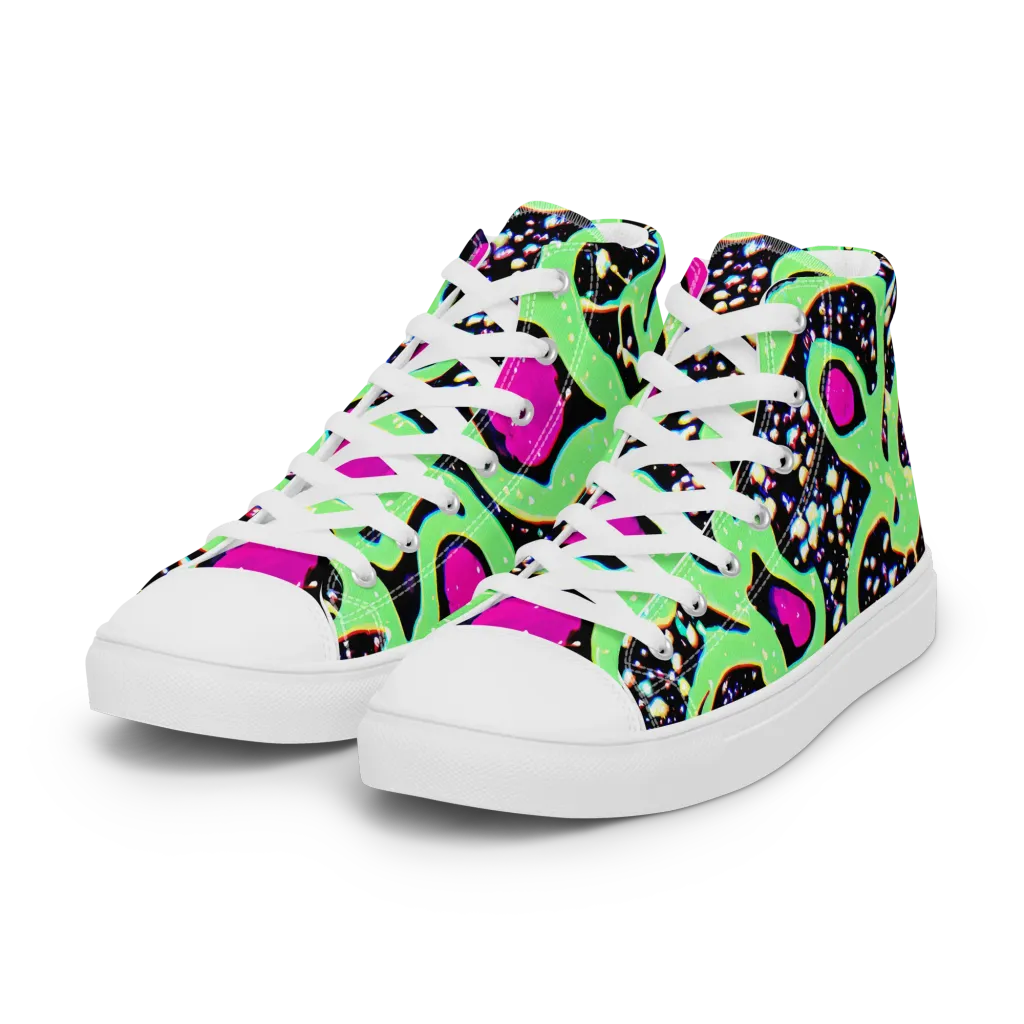 Ultraviolet Oasis on Women's High Top Canvas Shoes — Left Front