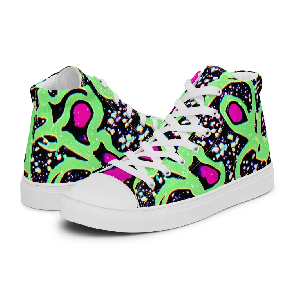 Ultraviolet Oasis on Women's High Top Canvas Shoes — Left