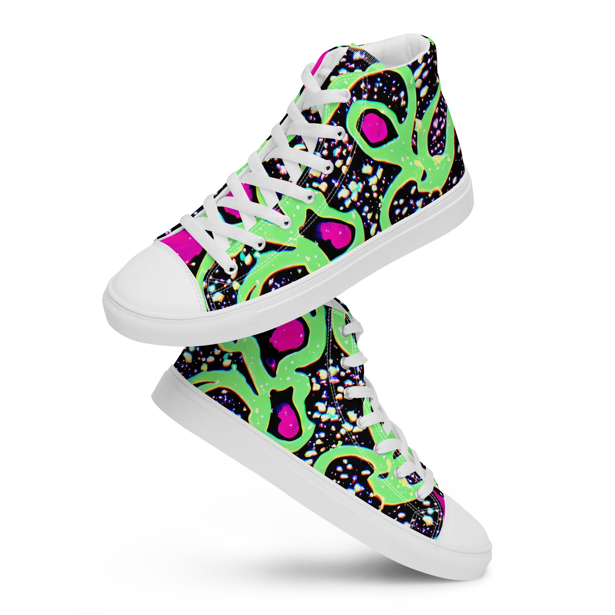 Ultraviolet Oasis on Women's High Top Canvas Shoes — Front