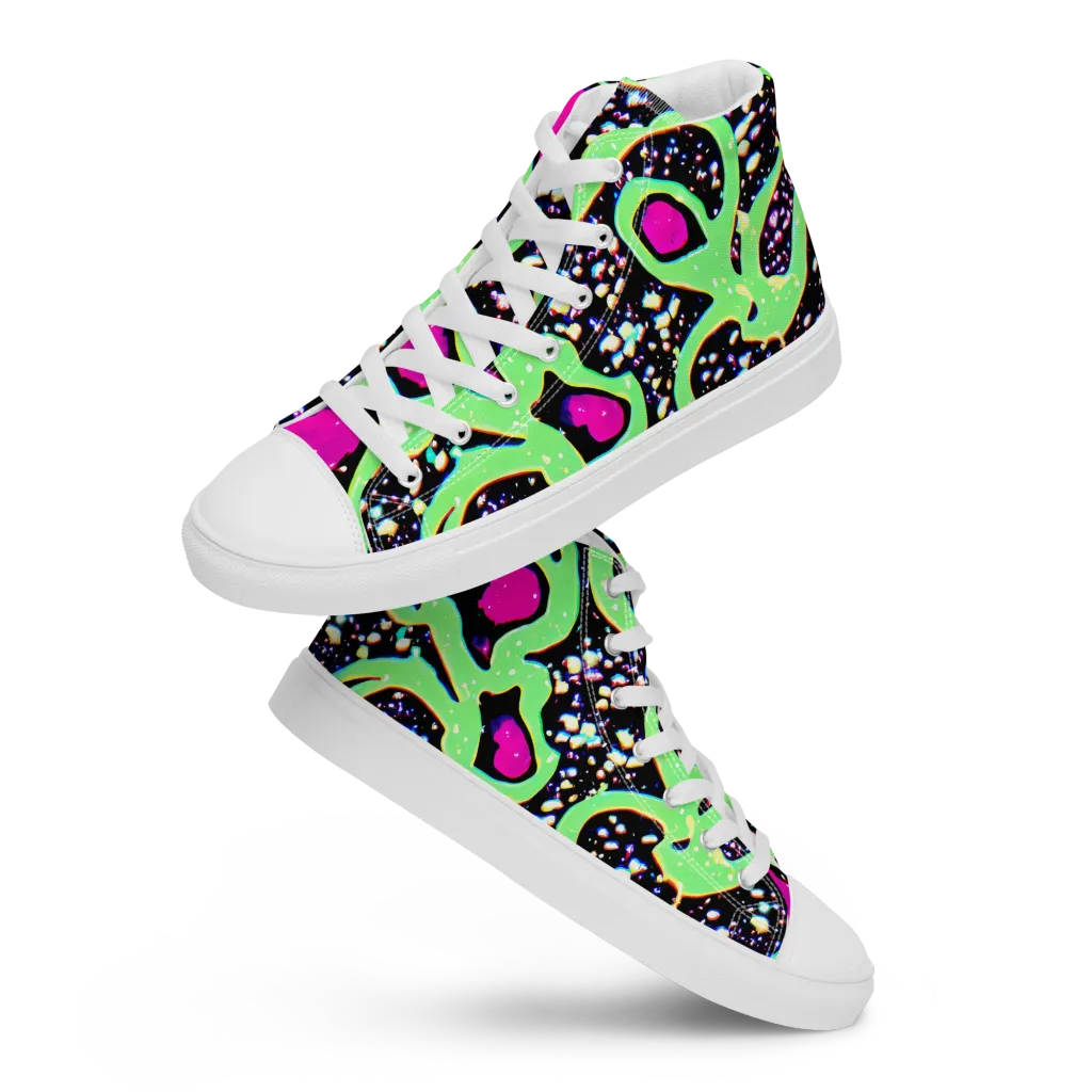 Ultraviolet Oasis on Women's High Top Canvas Shoes — Front