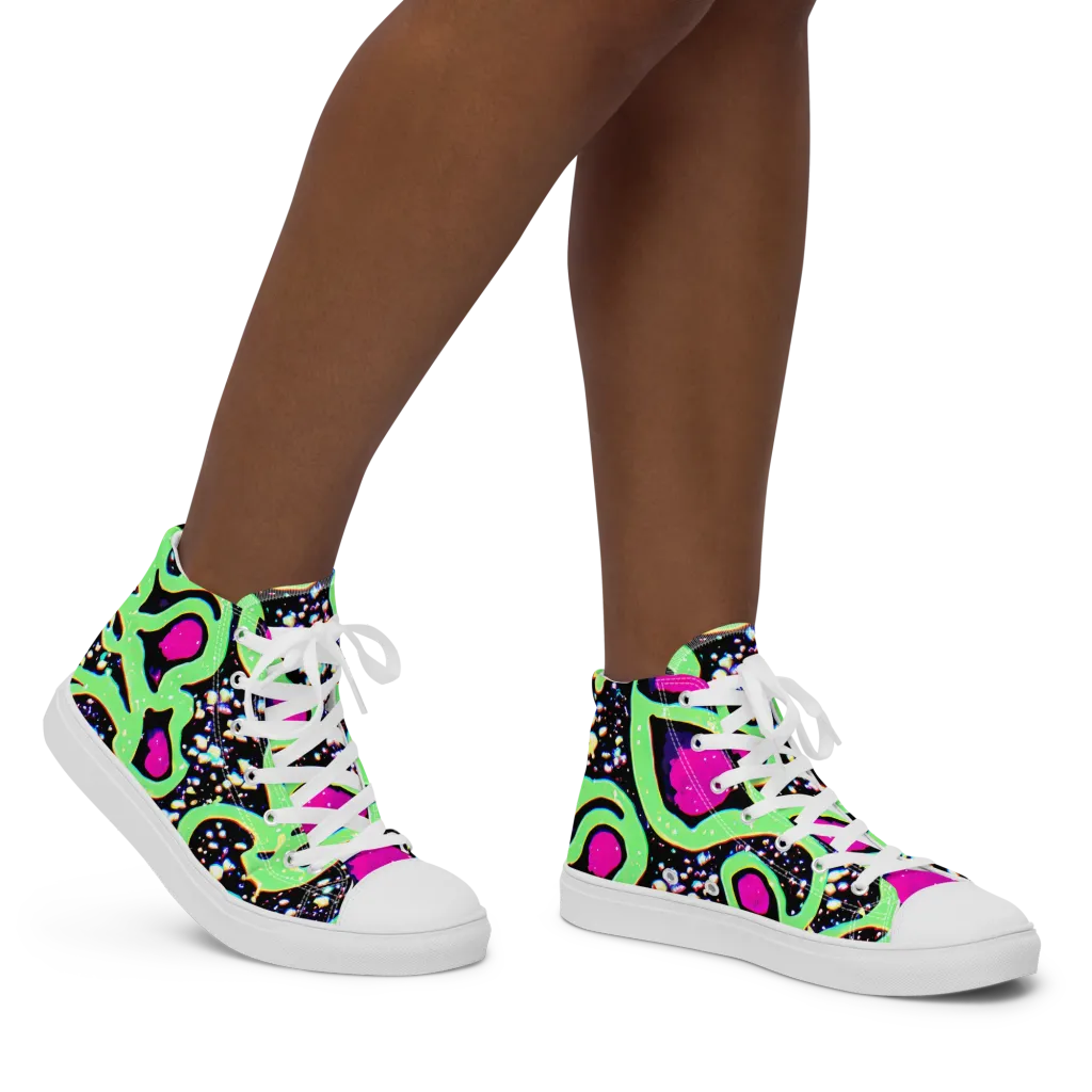 Ultraviolet Oasis on Women's High Top Canvas Shoes — Right