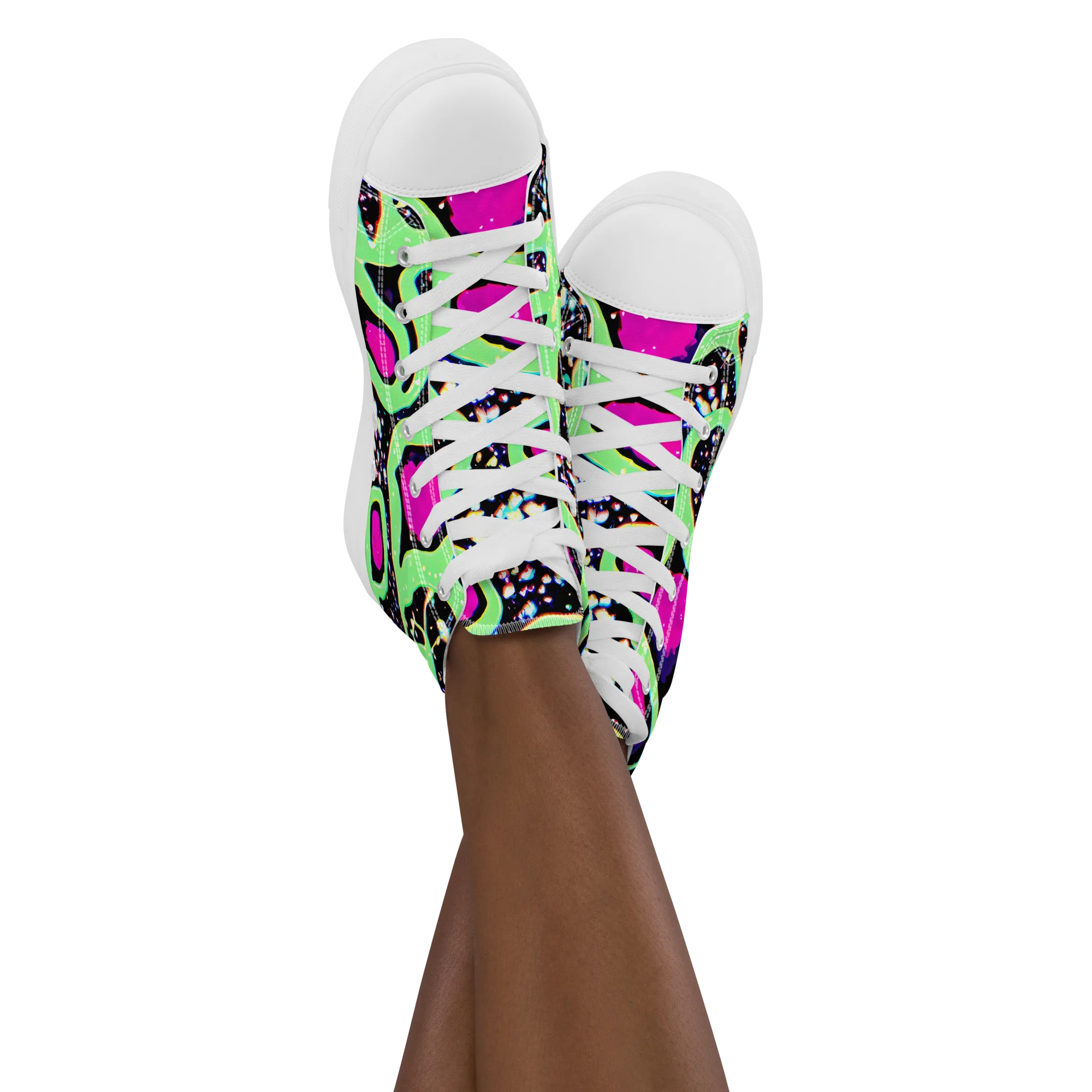 Ultraviolet Oasis on Women's High Top Canvas Shoes — Front