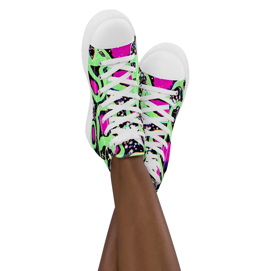 Ultraviolet Oasis on Women's High Top Canvas Shoes — Front