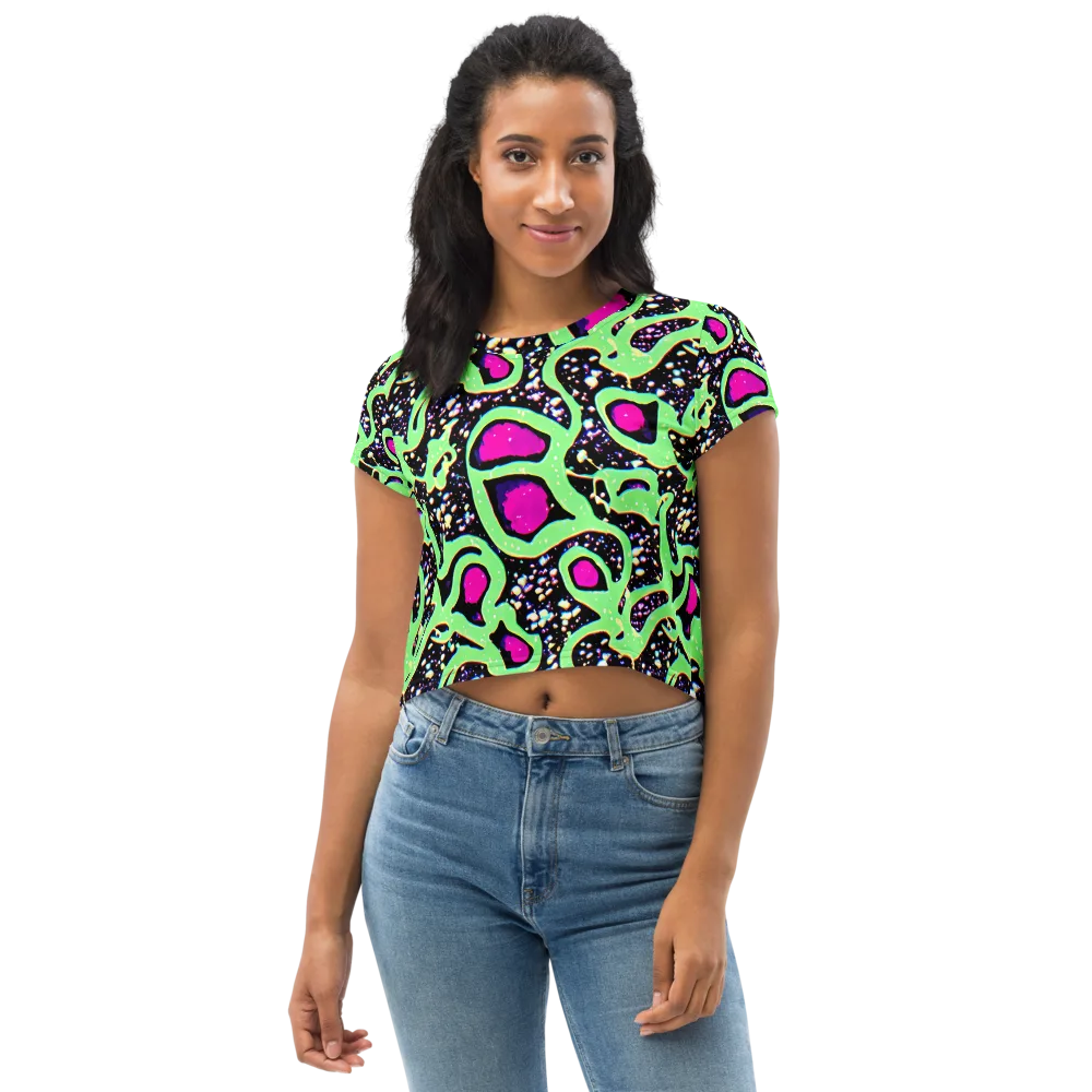Ultraviolet Oasis on Crop Tee — Front
