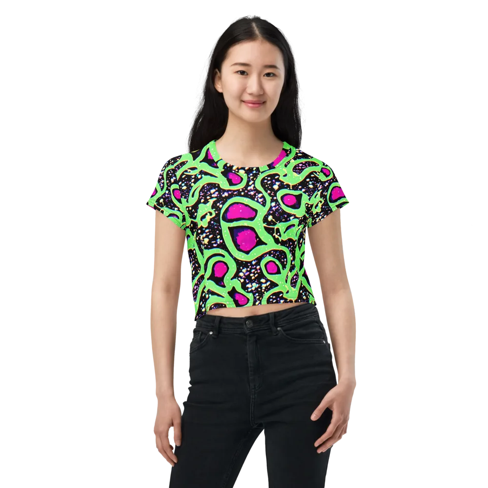 Ultraviolet Oasis on Crop Tee — Front